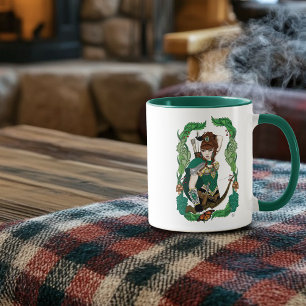 Caneca Fada Florestal Arqueira Elfa Fantasia Verde Encant