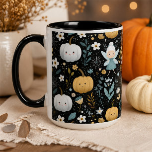 Caneca Fada Kawaii de Halloween Fofa e Abóboras Pastel