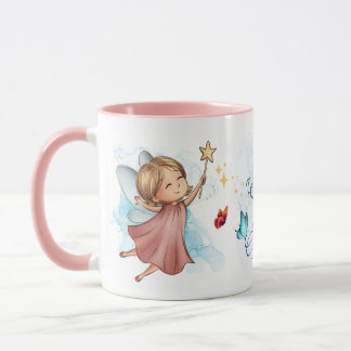 Caneca Fada Rosa Fofa Todos os Desejos São Concedidos