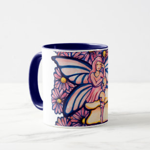 Caneca Fadas de Artes de Cogumelos Fadas, Rosa, Bonitas