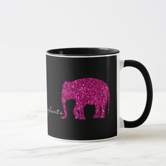Caneca Faes-faíscas do Elefante rosa-faísca cintilantes e (Direita)
