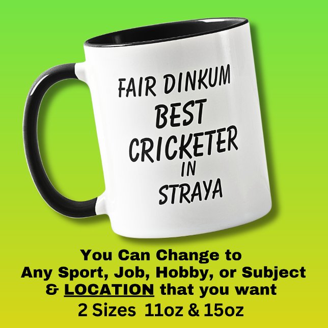 Caneca Fair Dinkum BEST CRICKETER em Straya (Criador carregado)