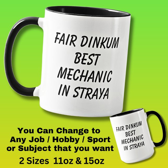 Caneca Fair Dinkum BEST MECHANIC em Straya (Criador carregado)