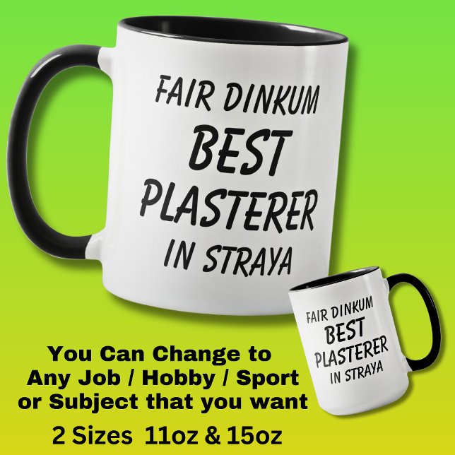 Caneca Fair Dinkum BEST PLASTERER em Straya (Criador carregado)