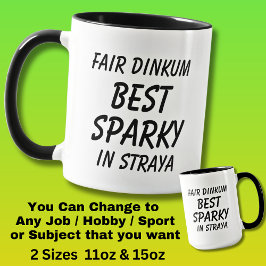 Caneca Fair Dinkum BEST SPARKY (eletricista) em Straya