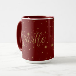 Caneca Faíscas Douradas Vermelhas