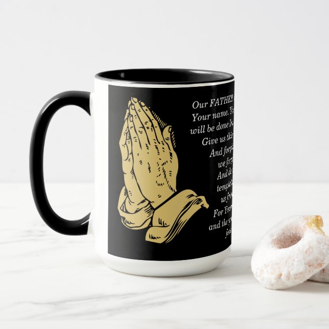 Caneca Faith Coffee Mug - A oração do Senhor Matt 9:6-13 (Com Donut)