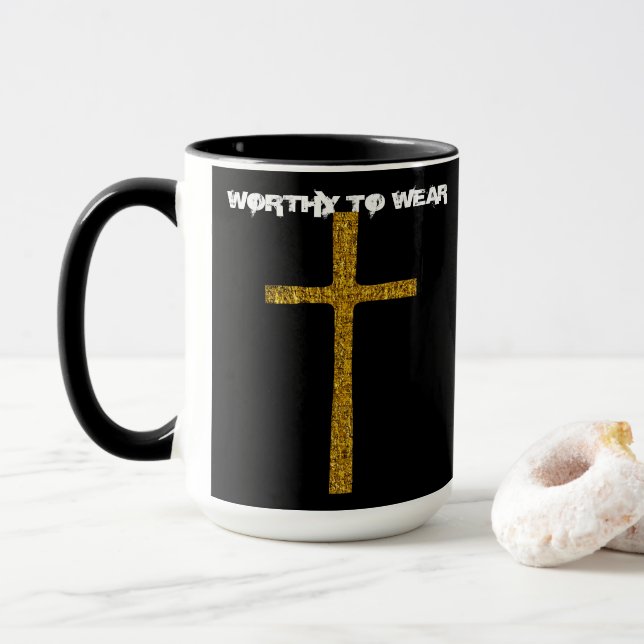 Caneca Faith Cross Dourado - Digno De Vestir (Com Donut)