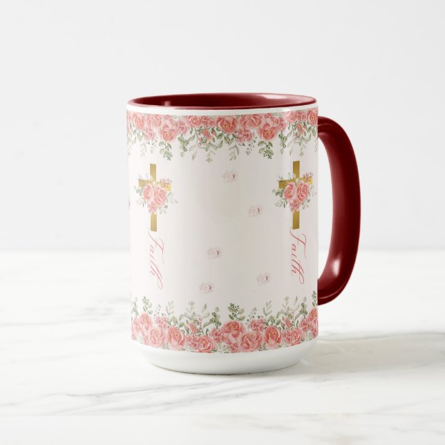 Caneca Faith Gift Floral Cross (Frente Esquerda)