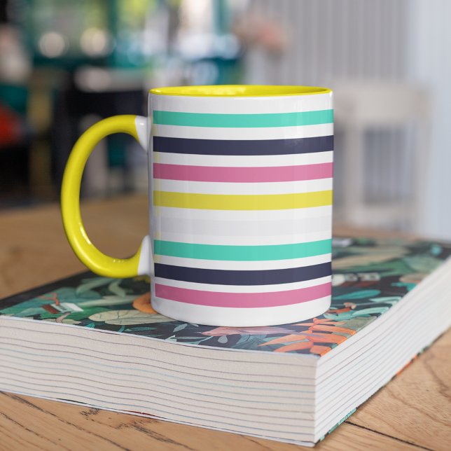 Caneca Faixa Horizontal Colorida (Colored Horizontal Stripes Mug)