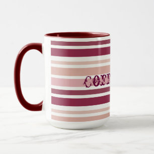 Caneca Faixa Rosa e Borgonha Padrão