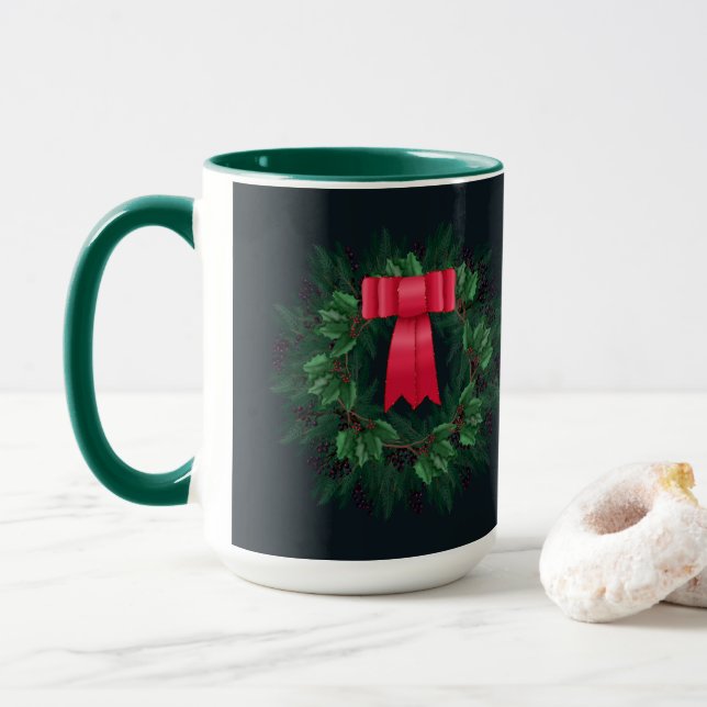 Caneca Faixas de Natal e Sucursais de Pinheiro Fecha M (Com Donut)