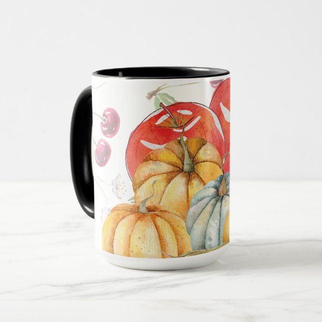 Caneca Fala de Abóbora e Maçãs (Frente Esquerda)