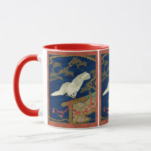 Caneca Falcão Branco Japonês Vintage Arte G.A. Audsley