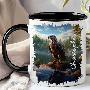 Caneca Falcão por Reflexo do Lago da Montanha