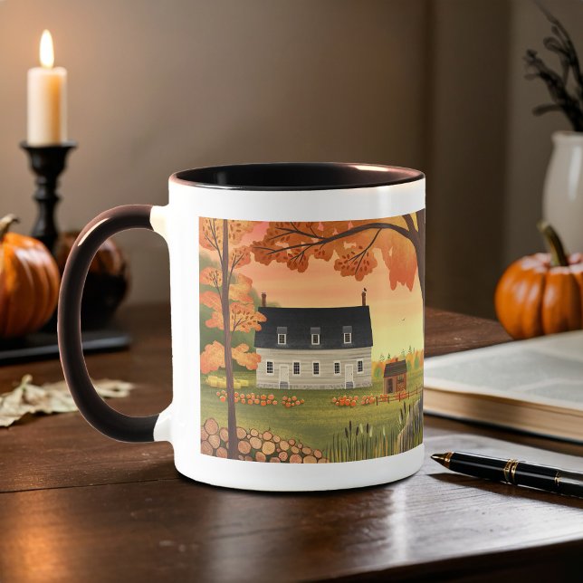 Caneca Fall Farmhouse Autumn Pumpkin Patch | (Criador carregado)