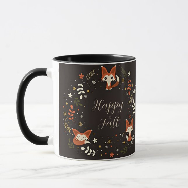 Caneca Fall Foxes with customizable text (Esquerda)