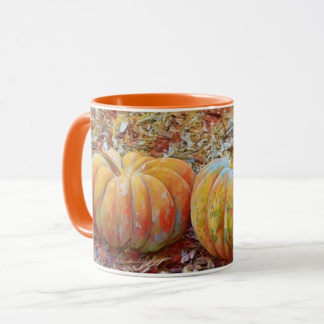 Caneca Fall Pumpkins Estação de Ação de Graças Mug (Frente Esquerda)