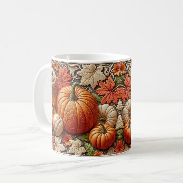 Caneca Fall Season Pumpkins Cerâmica Café (Frente Esquerda)