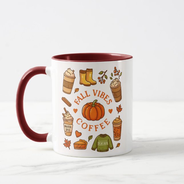 Caneca Fall Vibes Coffee Mug – Cozy Autumn Aesthetic  (Esquerda)
