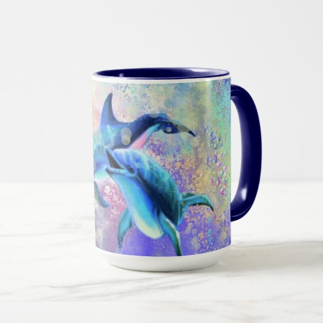 Caneca Família casal Dolphin Mug Happy (Frente Esquerda)