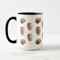 Família Cute Personalizada Face 3 Fotografias Mug