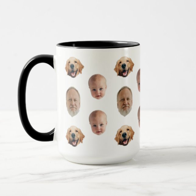 Caneca Família Cute Personalizada Face 3 Fotografias Mug (Esquerda)