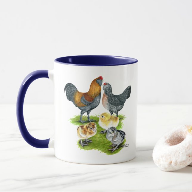 Caneca Família da galinha de Ameraucana (Com Donut)