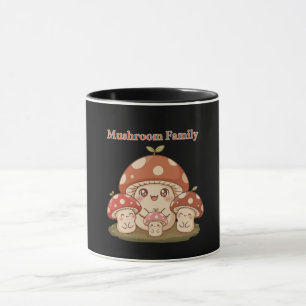Caneca Família de Cogumelos Fofos Kawaii Cottagecore