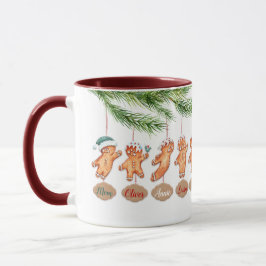 Caneca Família de nomes personalizados Arte de Natal Ging