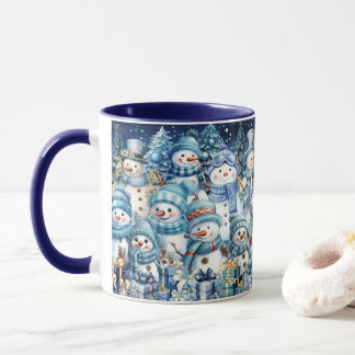 Caneca Família de Snowman Cor Azul-Cura