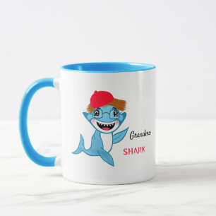 Caneca Família de Tubarão Feliz Avó