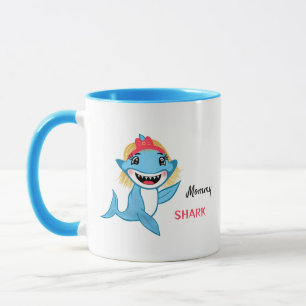 Caneca Família de Tubarão Feliz Mamãe Tubarão