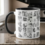 Caneca Família e Pet Modernos de 30 Fotos Personalizadas<br><div class="desc">Adicione fotos personalizadas de cão,  gato ou pássaro,  família e amigos com quadro simples</div>