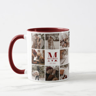 Caneca Família Moderna de Colagem de Fotos Red 18 Persona