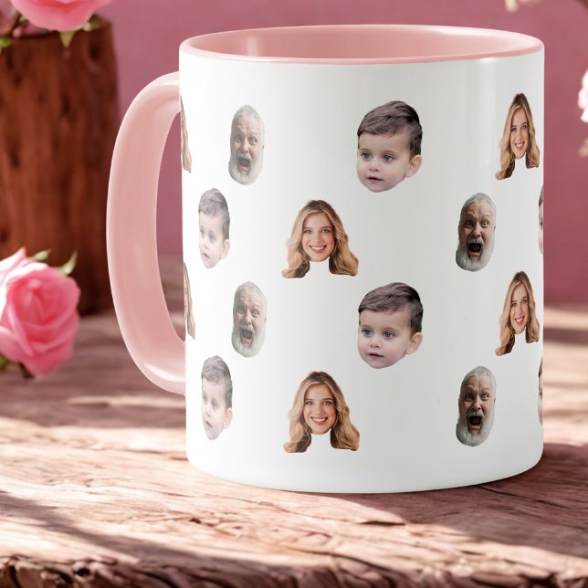 Caneca Família Personalizada Engraçada Face 3 Fotos (Criador carregado)