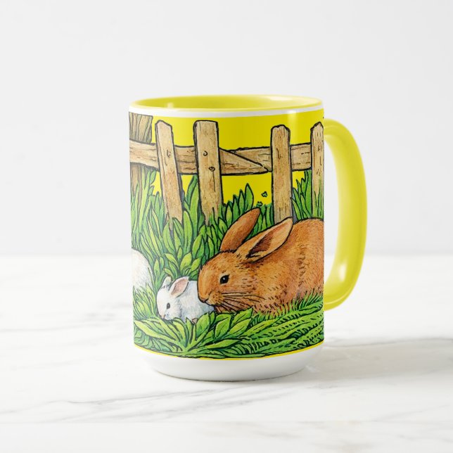 Caneca Família Retro de Coelhos (Frente Esquerda)