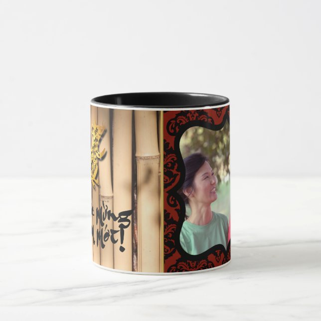 Caneca Família Vietnamita Ano Novo Rat 2020 Saudação Mug  (Centro)