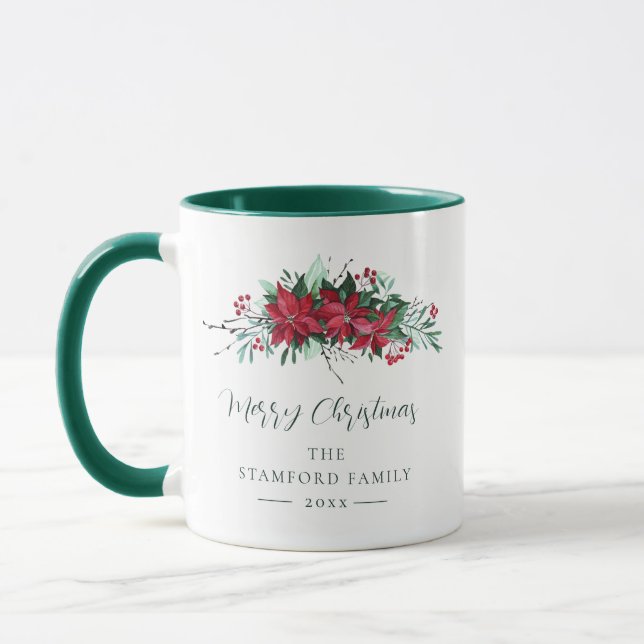 Caneca Familiar Keepsasaara Poinsettia Natal Floral Perso (Esquerda)