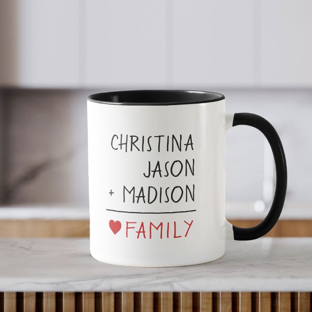 Caneca Famílias Nomes Math Love for Family of Three (Criador carregado)