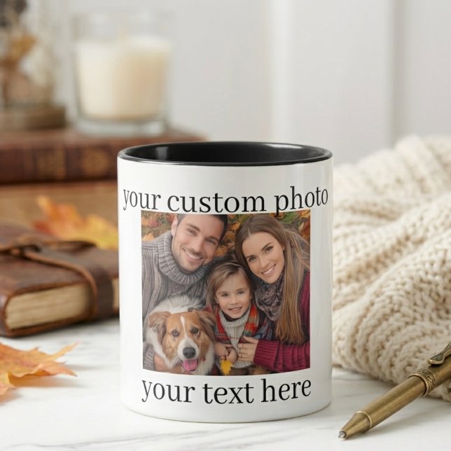 Caneca Family & Dog Photo Mug Personalized Gift (Criador carregado)