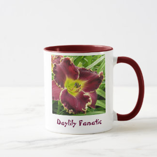 Caneca Fanático do hemerocallis com flor roxa