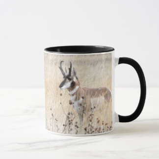 Caneca Fanfarrão do antílope de Pronghorn no campo de