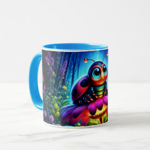 Caneca Fantasia caprichosa, sonhador de neon inseto como 
