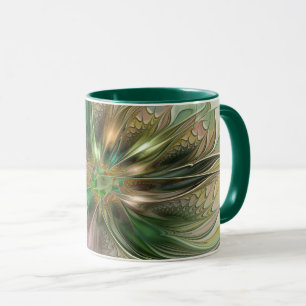 Caneca Fantasia Colorida Flor Fractal Moderno Abstrato
