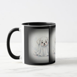 Caneca Fantasia de Fantasma de Cachorrinho Halloween Fofa