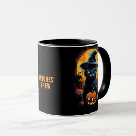 Caneca FANTASIA DE MADEIRA, Gato Negro editável