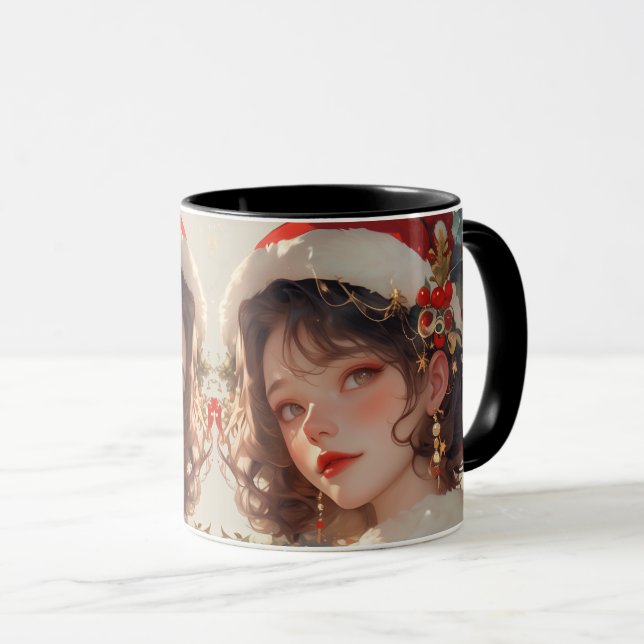 Caneca Fantasia de Natal: Holiday Romance Two-Tone Mug (Frente Esquerda)