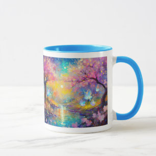 Caneca Fantasia do Nascer do Sol com Flor de Cerejeira
