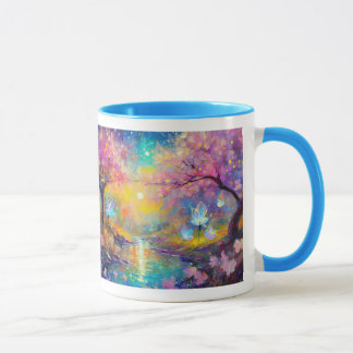 Caneca Fantasia do Nascer do Sol com Flor de Cerejeira